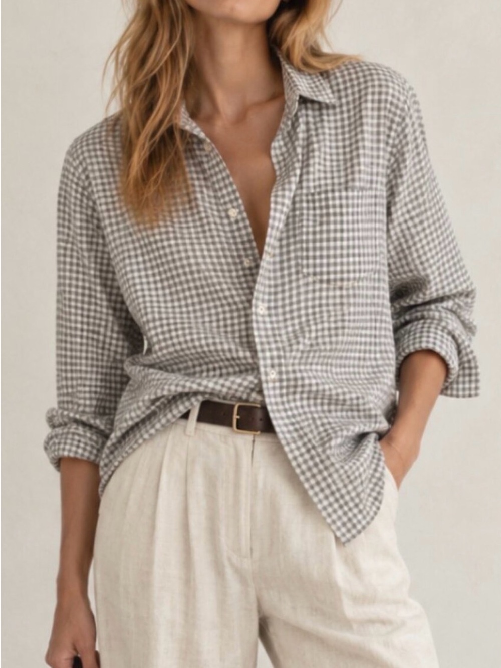 Frank & Eileen Grey Gingham Check Button Down Shirt Medium